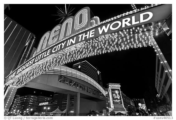 Biggest little city in the world neon sign. Reno, Nevada, USA (black and white)