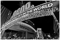 Biggest little city in the world neon sign. Reno, Nevada, USA (black and white)