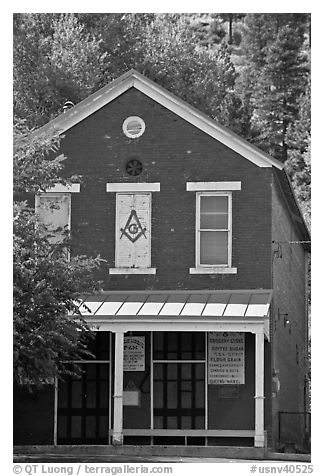 General store old brick building. Genoa, Nevada, USA (black and white)
