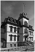 Historic fourth ward school building. Virginia City, Nevada, USA ( black and white)