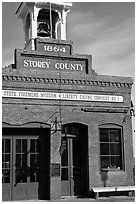 Historic firehouse. Virginia City, Nevada, USA (black and white)