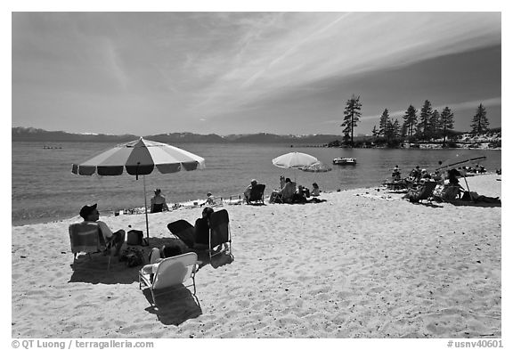 Sandy beach on East shore, Lake Tahoe-Nevada State Park, Nevada. USA