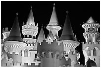 Castle-like Excalibur. Las Vegas, Nevada, USA (black and white)
