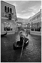 Gondola in Grand Canal inside Venetian hotel. Las Vegas, Nevada, USA (black and white)