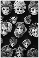 Masks, Venetian casino. Las Vegas, Nevada, USA (black and white)