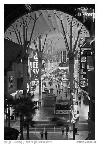 Fremont street canopy, downtown. Las Vegas, Nevada, USA (black and white)