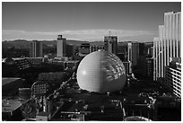 Skyline with Silver Legacy dome. Reno, Nevada, USA ( black and white)