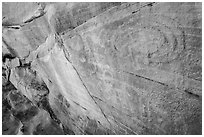 Faint petroglyphs. Gold Butte National Monument, Nevada, USA ( black and white)