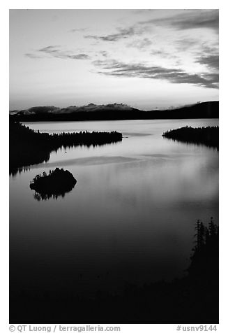 Emerald Bay, dawn, Lake Tahoe, California. USA (black and white)