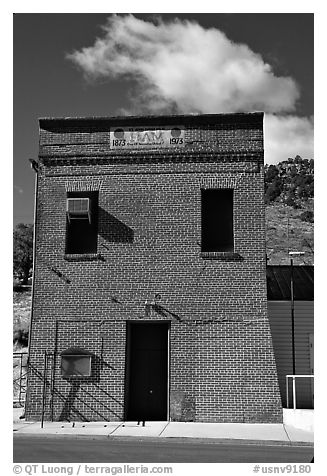 Old brick house, Pioche. Nevada, USA (black and white)