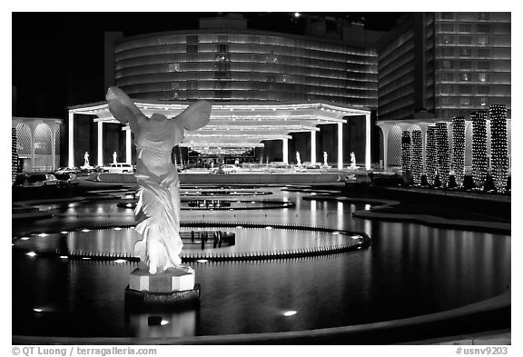 Caesar's Palace casino by night. Las Vegas, Nevada, USA (black and white)