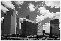 Freeway and Skyline District. Houston, Texas, USA ( black and white)
