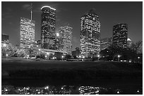 Dowtown skyline at night. Houston, Texas, USA ( black and white)