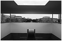 Campus seen from inside Skyspace, Rice University. Houston, Texas, USA ( black and white)