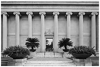 Facade with columuns and motto, Museum of Fine Arts. Houston, Texas, USA ( black and white)