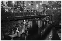 Bridge on Riverwalk. San Antonio, Texas, USA ( black and white)