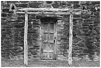 Door in wall, Indian quarters, Mission San Jose. San Antonio, Texas, USA ( black and white)