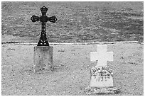 Tombs, Mission San Jose. San Antonio, Texas, USA ( black and white)