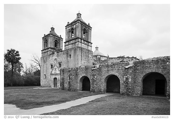 Mission Concepcion. San Antonio, Texas, USA (black and white)