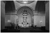 Interior of the church, Mission Concepcion. San Antonio, Texas, USA ( black and white)
