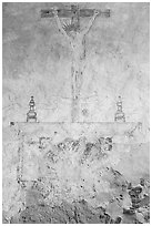 Interior fresco, Mission Concepcion. San Antonio, Texas, USA ( black and white)