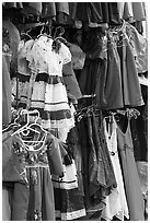 Mexican dresses for sale, Market Square. San Antonio, Texas, USA ( black and white)