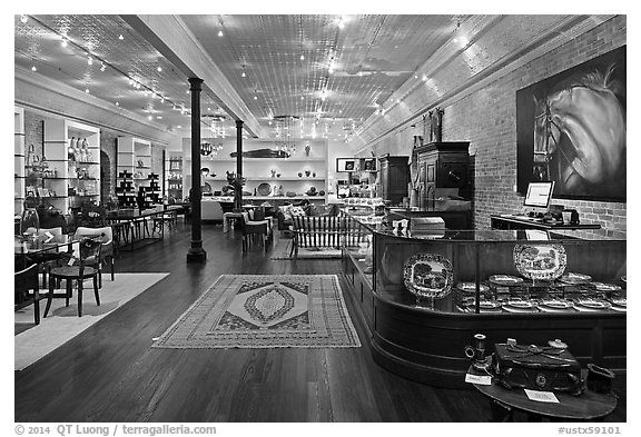 Store interior. Fredericksburg, Texas, USA (black and white)