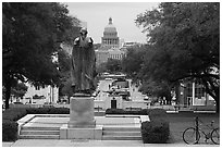 Texas Capitol seen from University of Texas. Austin, Texas, USA ( black and white)