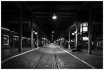 Station at night, Stockyards. Fort Worth, Texas, USA ( black and white)