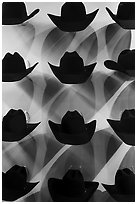 Dark cowboy hats for sale. Fort Worth, Texas, USA ( black and white)