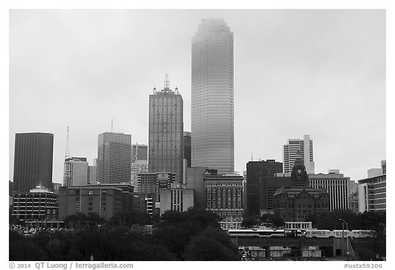 Dallas Skyline near Dealey Plaza. Dallas, Texas, USA (black and white)