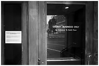 Entrance of Texas School Book Depository,. Dallas, Texas, USA ( black and white)