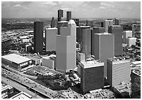Aerial view of Skyline District. Houston, Texas, USA ( black and white)