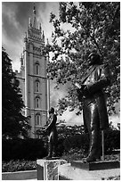 Joseph Smith statue, Temple Square. Utah, USA ( black and white)