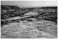 Yellow Rock and Cockscomb, sunset. Grand Staircase Escalante National Monument, Utah, USA ( black and white)