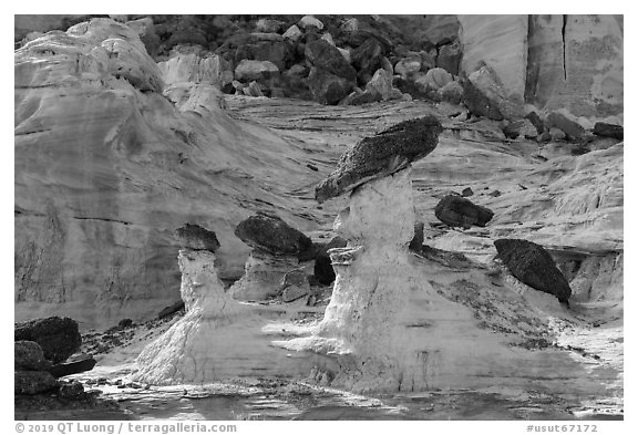 Caprocks, Rocks, and cliffs. Grand Staircase Escalante National Monument, Utah, USA (black and white)