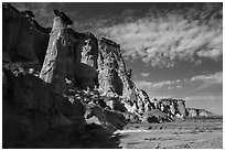Tall caprock and cliffs bordering Wahweap Wash. Grand Staircase Escalante National Monument, Utah, USA ( black and white)