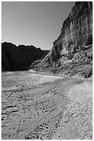 Paria River in wide canyon. Paria Canyon Vermilion Cliffs Wilderness, Arizona, USA ( black and white)