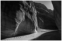 Paria River Canyon with narrow band of light. Paria Canyon Vermilion Cliffs Wilderness, Arizona, USA ( black and white)