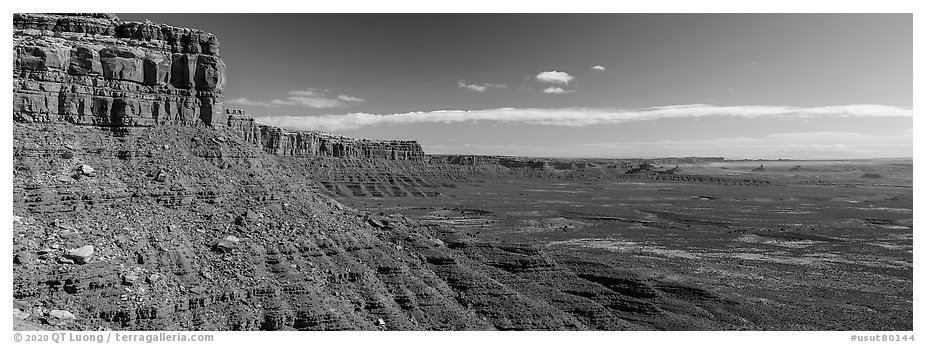Valley of the Gods from the Moki Dugway. Bears Ears National Monument, Utah, USA (black and white)