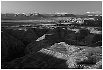 San Juan drainage from Muley Point, with Monument Valley in the background, morning. Bears Ears National Monument, Utah, USA ( black and white)