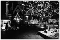 Temple Square with Christmas lights,Salt Lake City. Utah, USA (black and white)