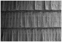 Prayer labels with names written in Chinese characters. Cholon, District 5, Ho Chi Minh City, Vietnam ( black and white)