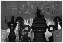 Urn and incense. Cholon, District 5, Ho Chi Minh City, Vietnam ( black and white)