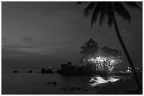 Cau Castle at night. Phu Quoc Island, Vietnam (black and white)