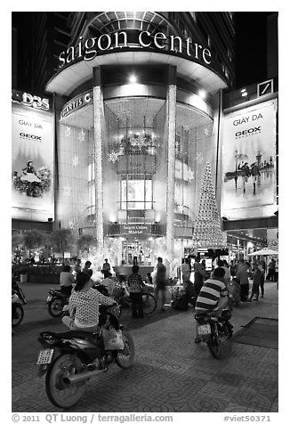 Saigon Center at night. Ho Chi Minh City, Vietnam (black and white)