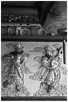 Ceramic bas-relief, Quan Am Pagoda. Cholon, District 5, Ho Chi Minh City, Vietnam ( black and white)