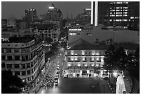 Rooftop view of central Saigon. Ho Chi Minh City, Vietnam (black and white)
