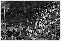 Crowded boulevard from above at night. Ho Chi Minh City, Vietnam ( black and white)