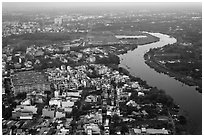 Aerial view of river and urban areas. Ho Chi Minh City, Vietnam ( black and white)
